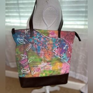 Vida Rae Bright Large Fabric/Leather Tote
